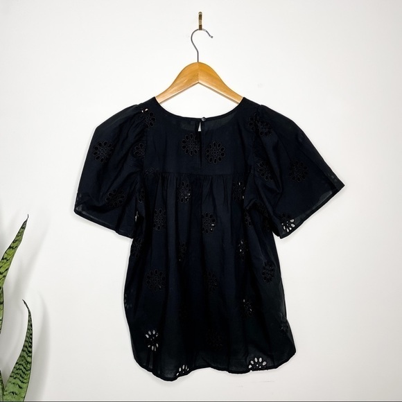 Madewell Daisy Eyelet Flutter-Sleeve Yoke Top XXS - Picture 8 of 10